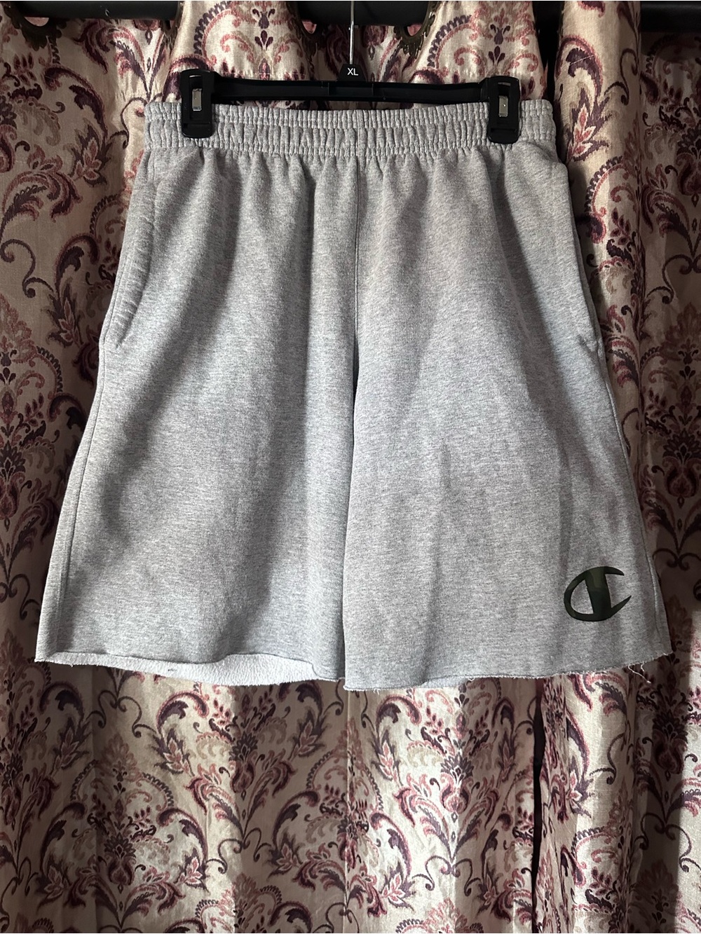 Champion Gray Elastic-Waist Athletic Shorts with Logo